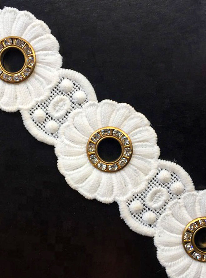 Poly Chemical Lace Trim With Diamond Rivet ISO-45001-Nylon Zipper Long Chain
