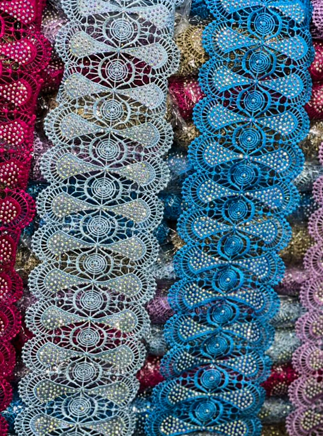 Hot Fix Rhinestone Lace ISO-14001-Nylon Zipper Long Chain