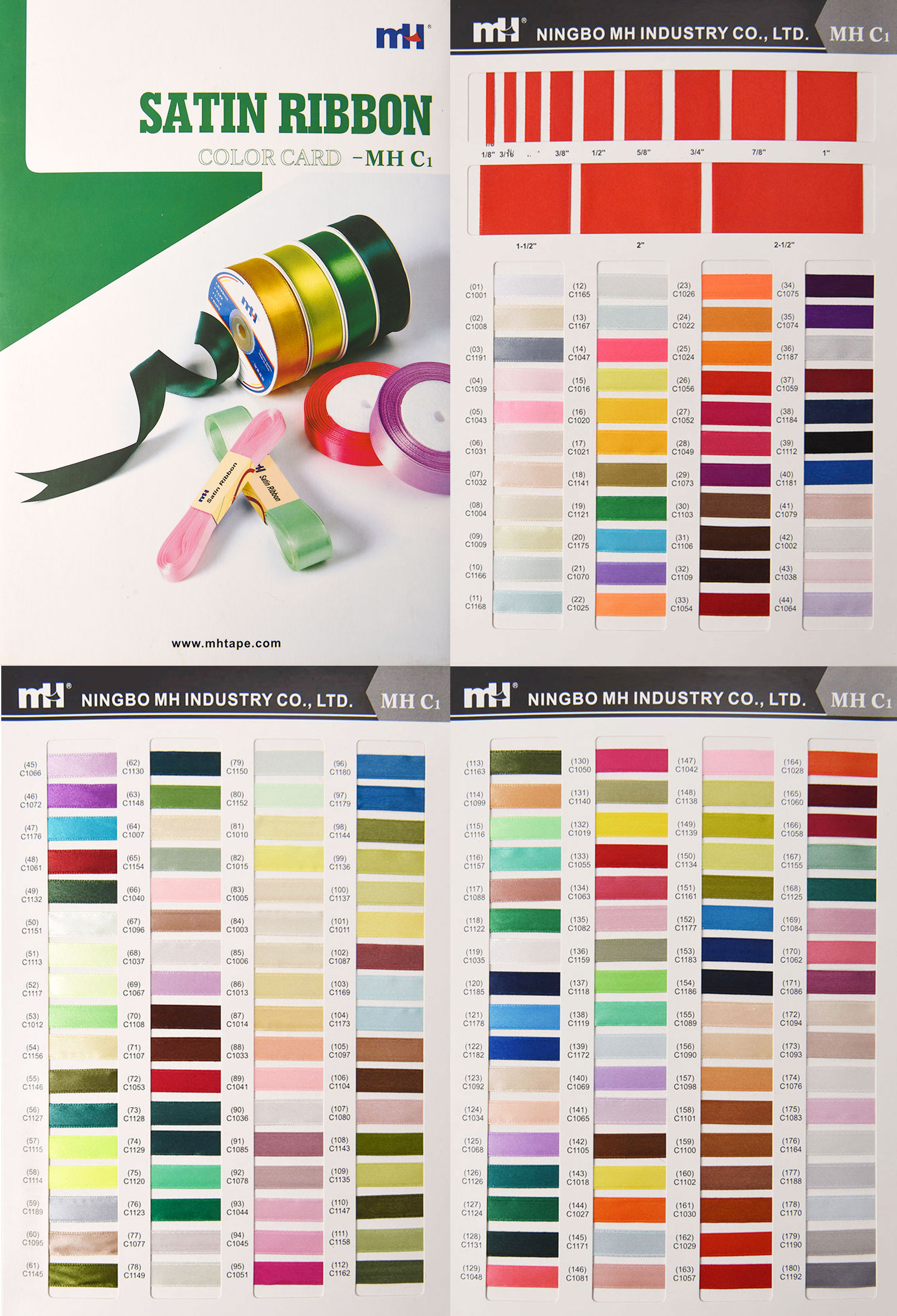 satin ribbon color card