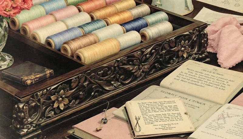 A variety of sewing threads displayed in different colors and types, representing the best sewing threads for various projects.
