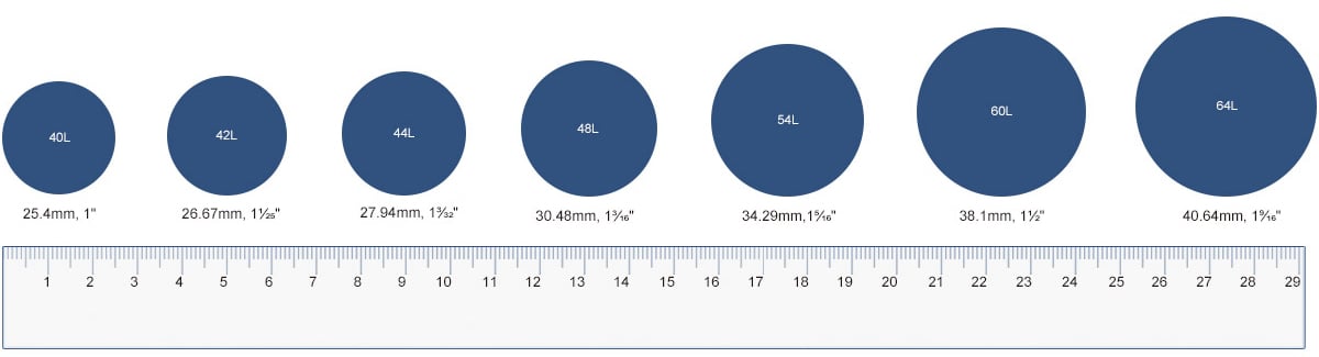 overcoat button size chart