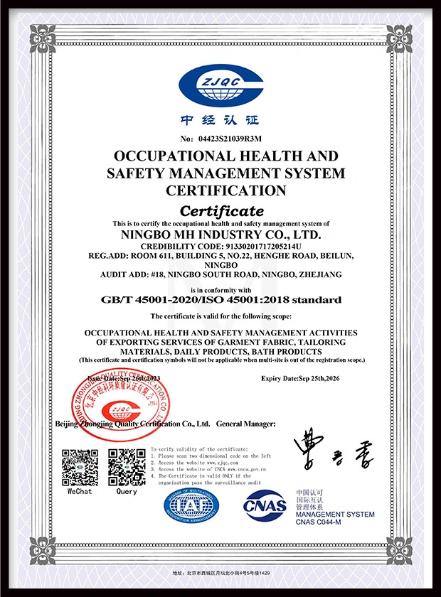 polyester sewing threads certificate