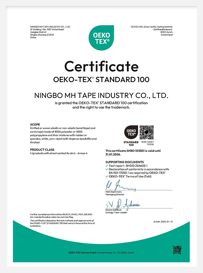 polyester sewing threads certificate