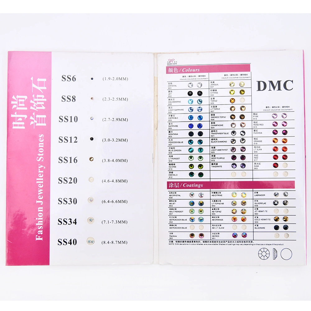 rhinestone color card
