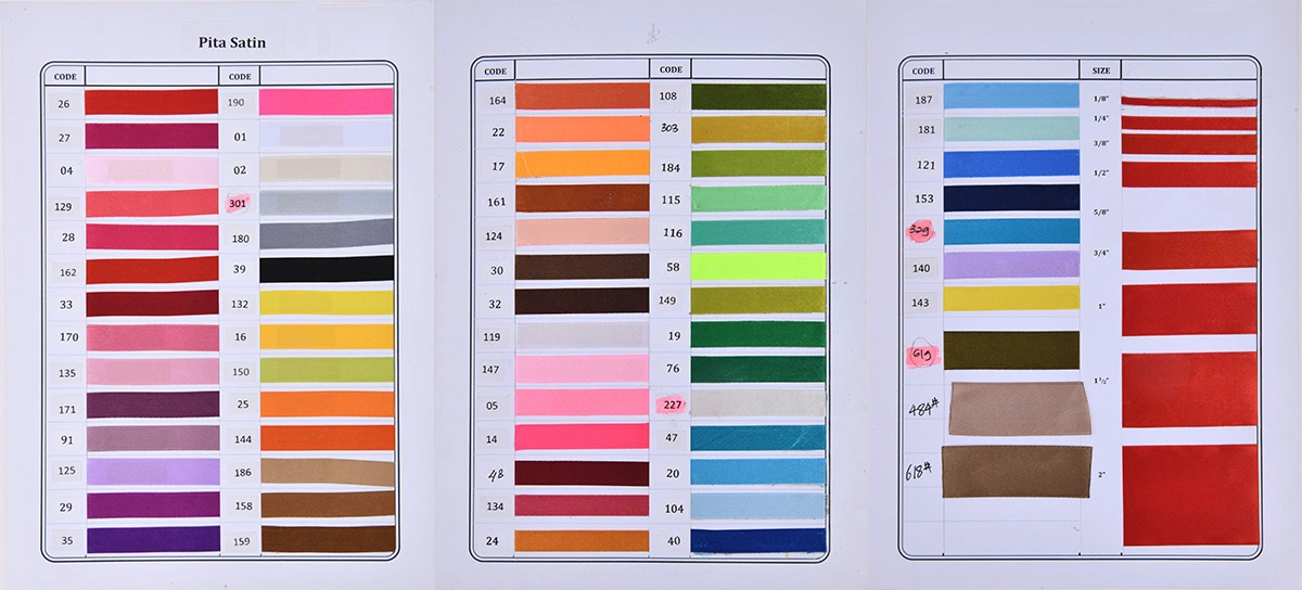 satin ribbon color card for indonesia