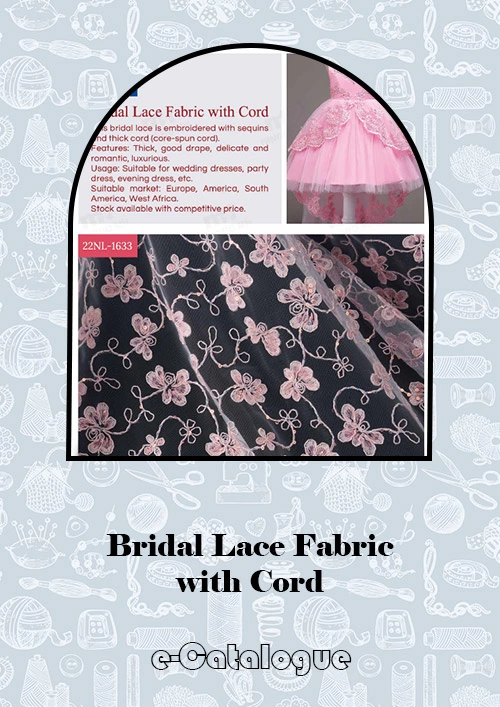 Tissu de dentelle de mariée avec cordon Tissu de dentelle de mariée avec cordon