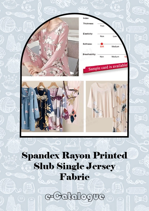 Spandex Rayon Printed Slub Single Jersey Fabric
