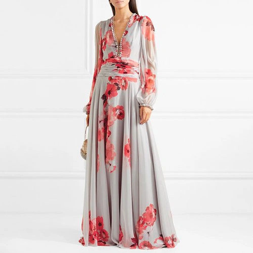 Vestido de gasa con estampado floral Vestido de gasa con estampado floral