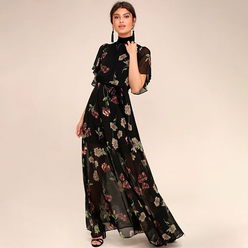 Print Chiffon Gown