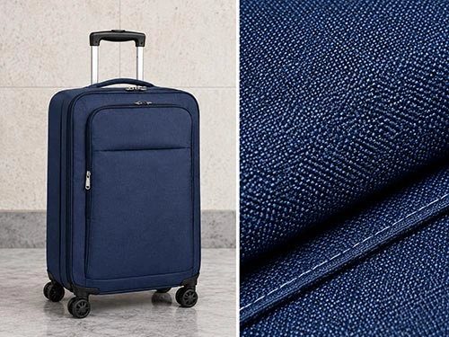 Kain Oxford 1680D untuk koper troli dan koper lunak dengan tekstur tenun yang kuat dan detail jahitan.