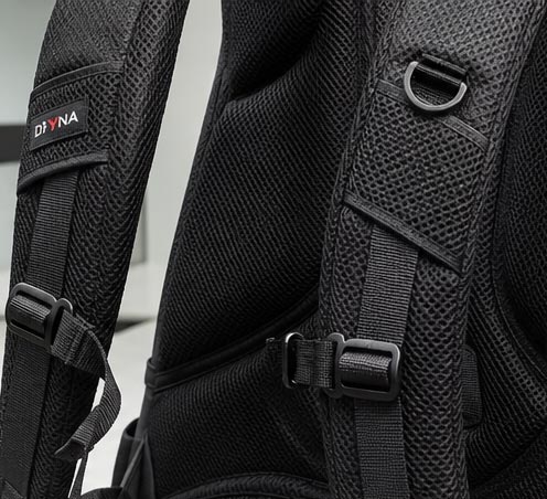 Breathable mesh fabric for backpack back panels and shoulder straps with air permeable structure