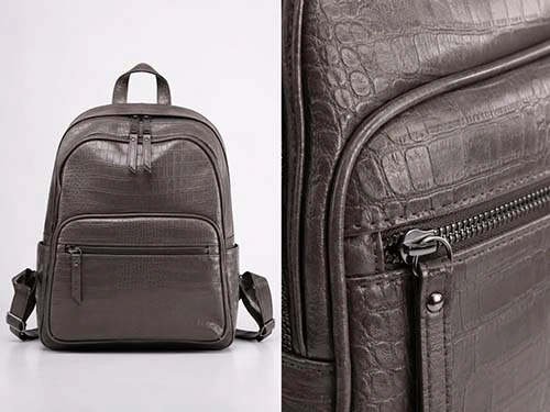 Textured synthetic leather fabric for backpacks and casual bags with durable surface detail