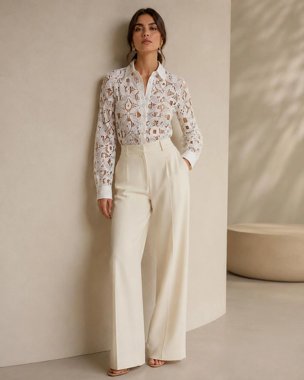 Encaje bordado guipur para blusa elegante