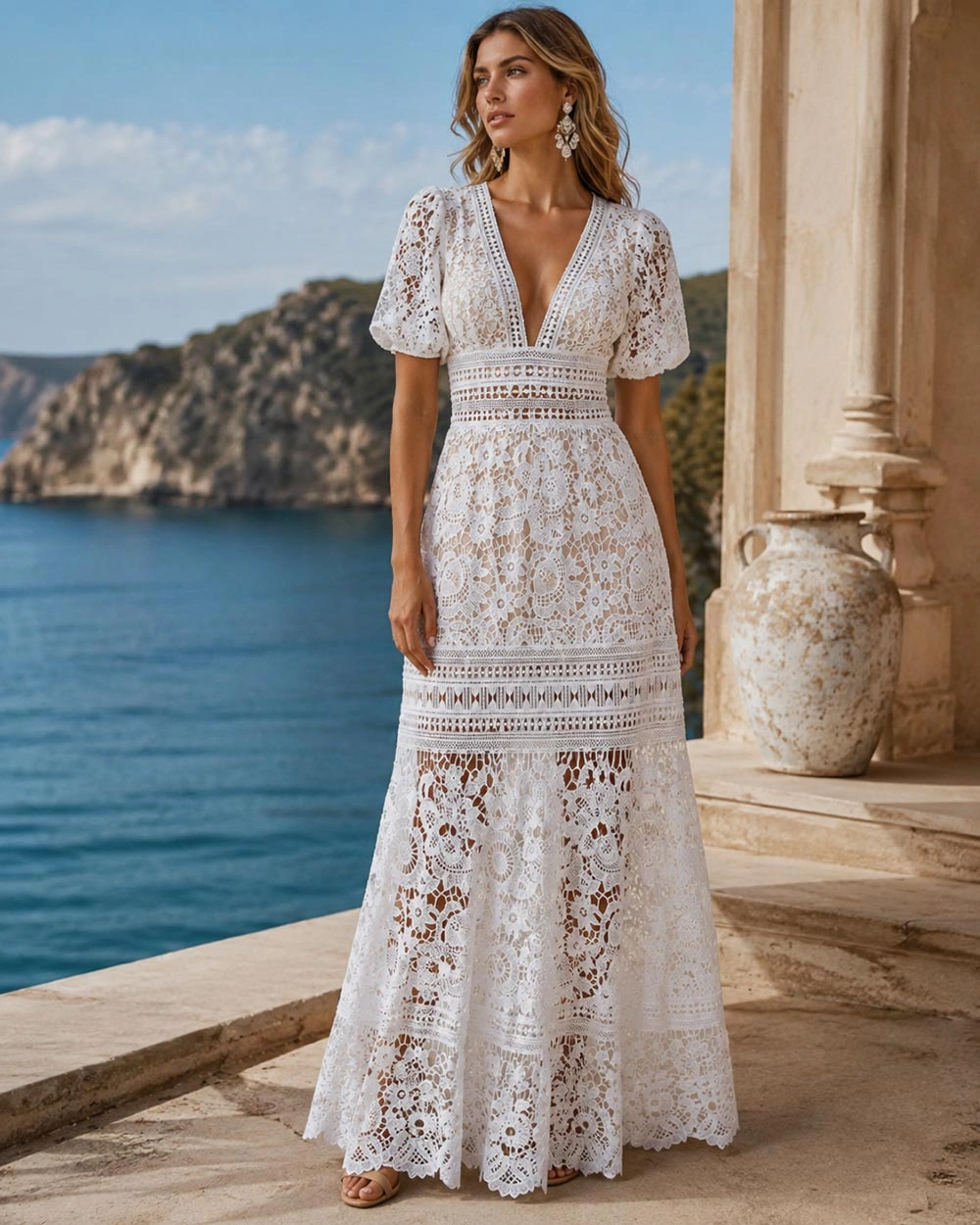 heavy guipure lace maxi dress