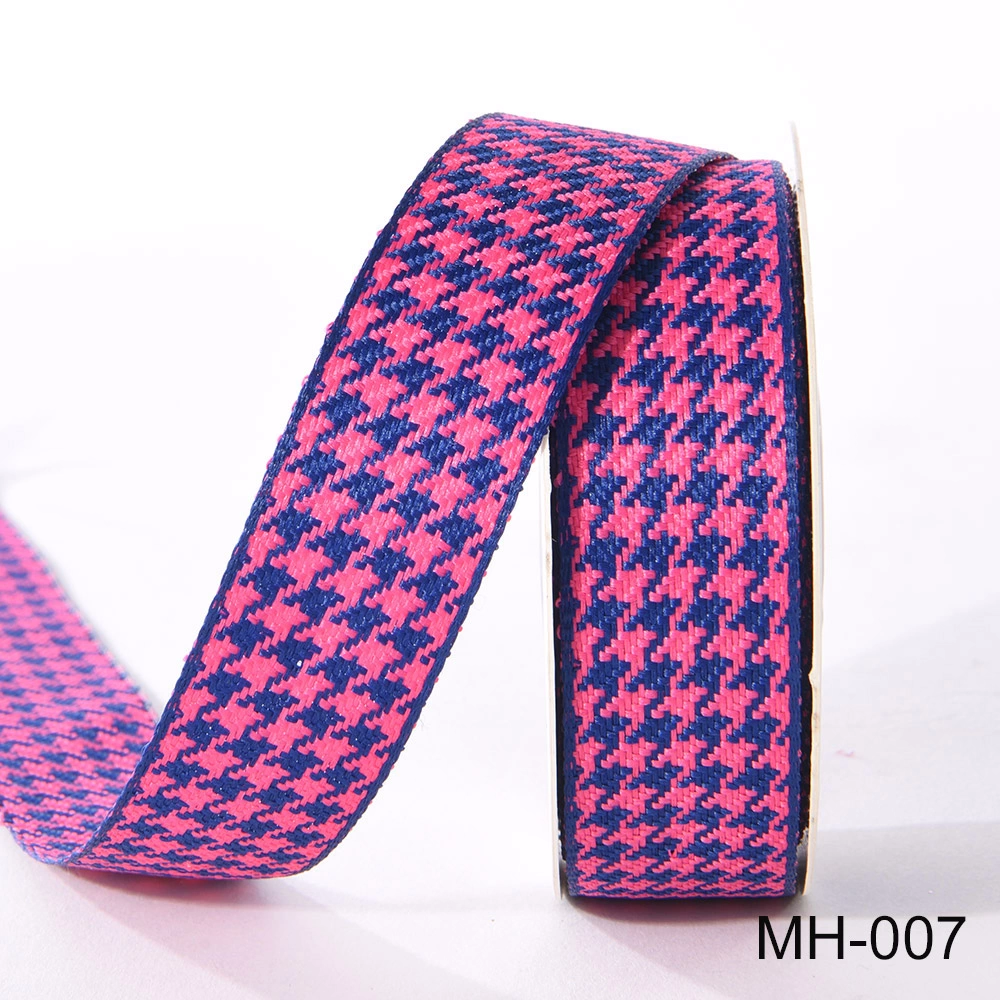 5 Yards 25MM 38MM Houndstooth Winter Fabric Pink Lattice Ribbons