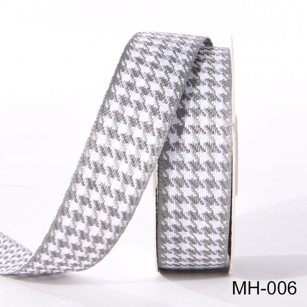 grey and white houndstood ribbon