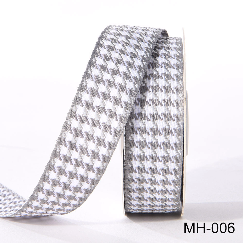 grey and white houndstood ribbon