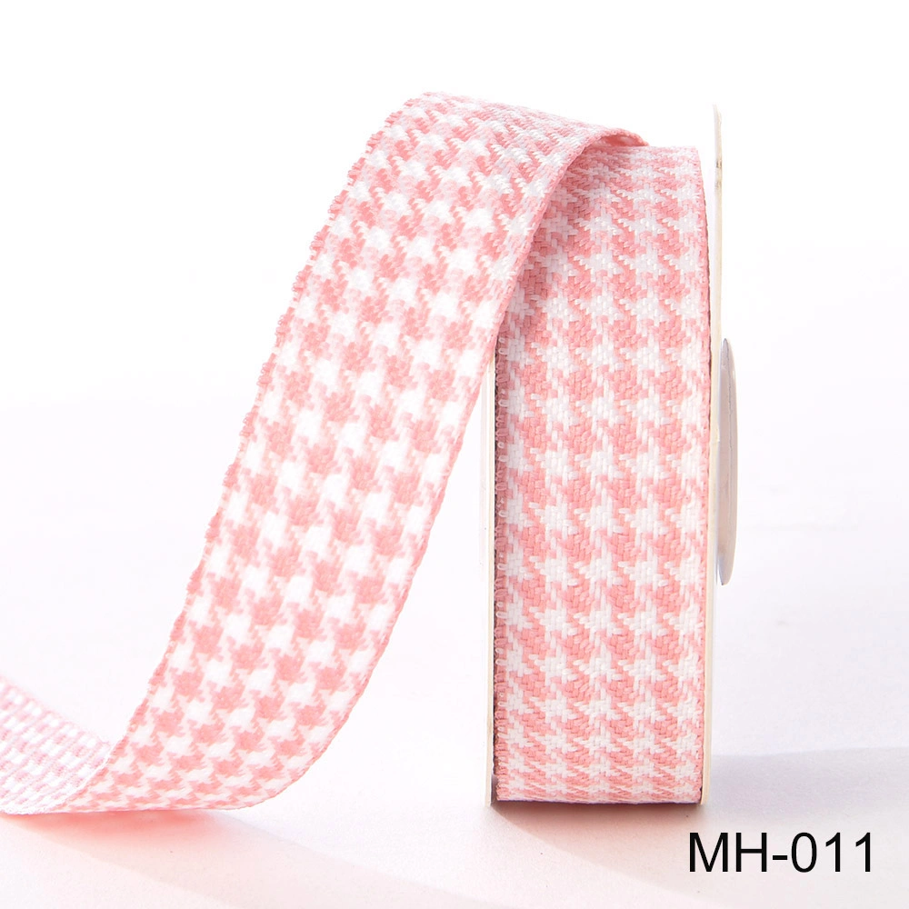 5 Yards 25MM 38MM Houndstooth Winter Fabric Pink Lattice Ribbons