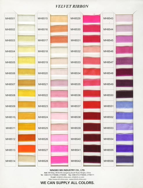 carte de couleur de velours