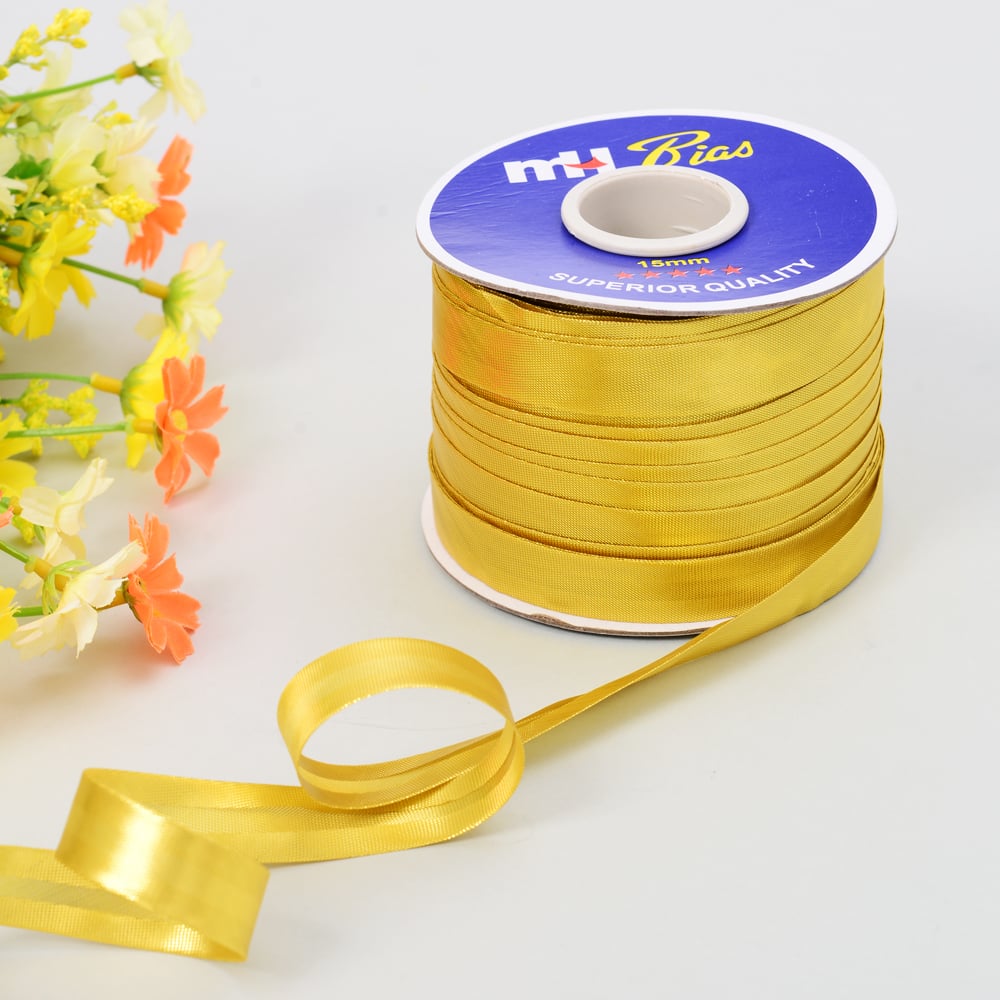 Metallic gold bias binding tape 15mm metallic gold bias binding tape on a 72-yard bobbin