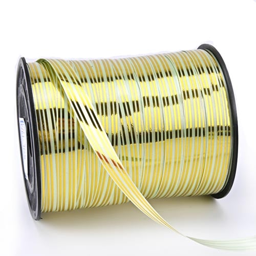 Solid Color Ribbon with Four Foil-Stamped Gold Lines balloon curling ribbon