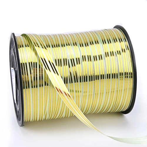 Solid Color Ribbon with Four Foil-Stamped Gold Lines balloon curling ribbon