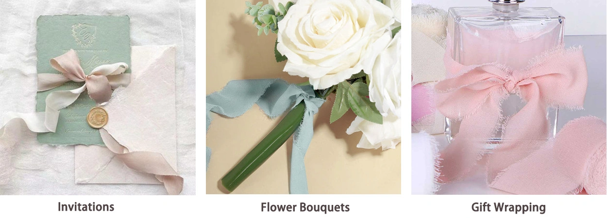 Frayed chiffon ribbon