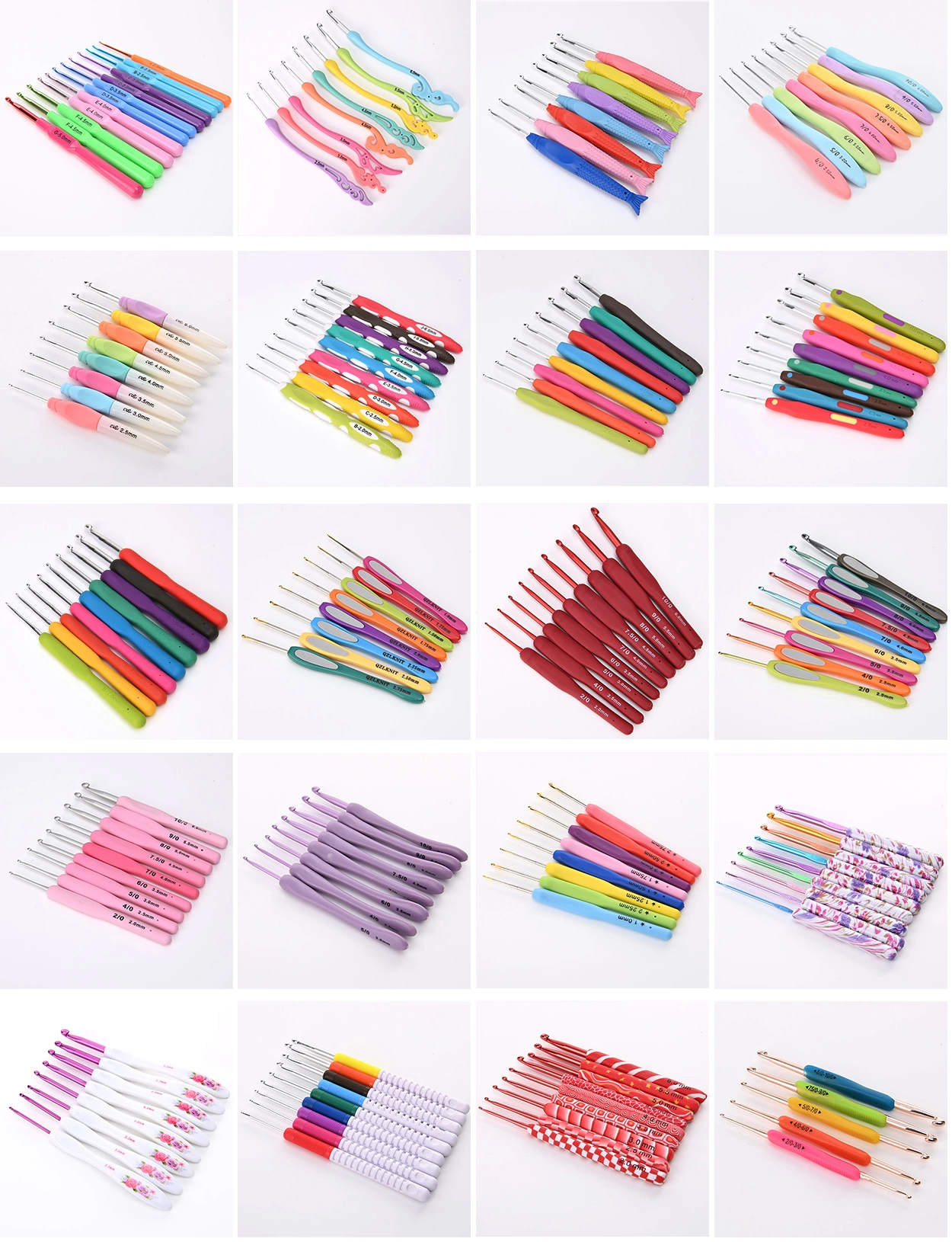 12 Pcs Multi-color Ergonomic Handle Crochet Hooks Set