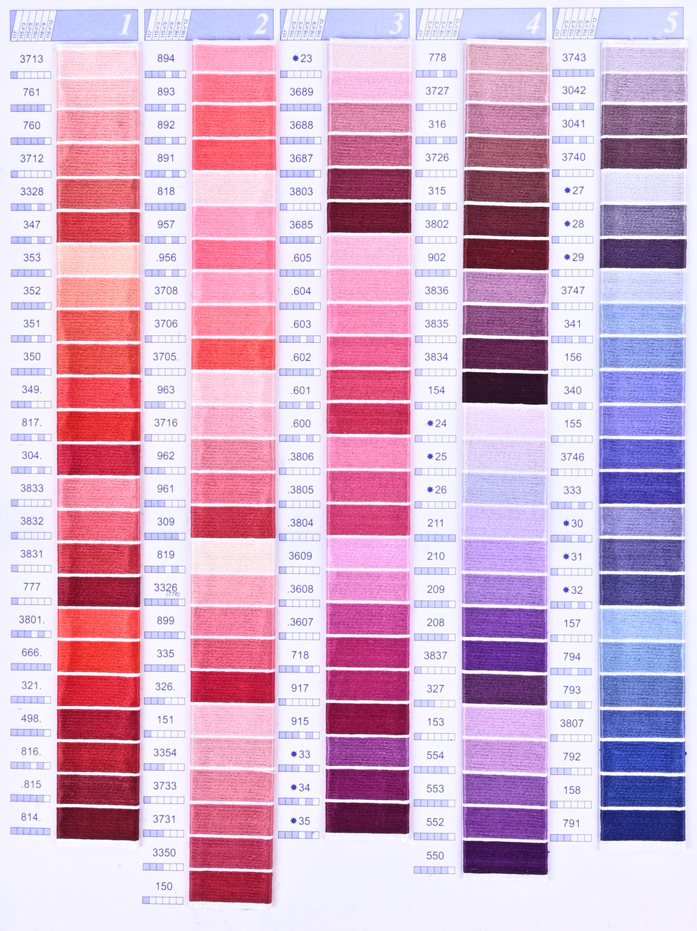 Cross stitch thread color card Cross stitch thread color card