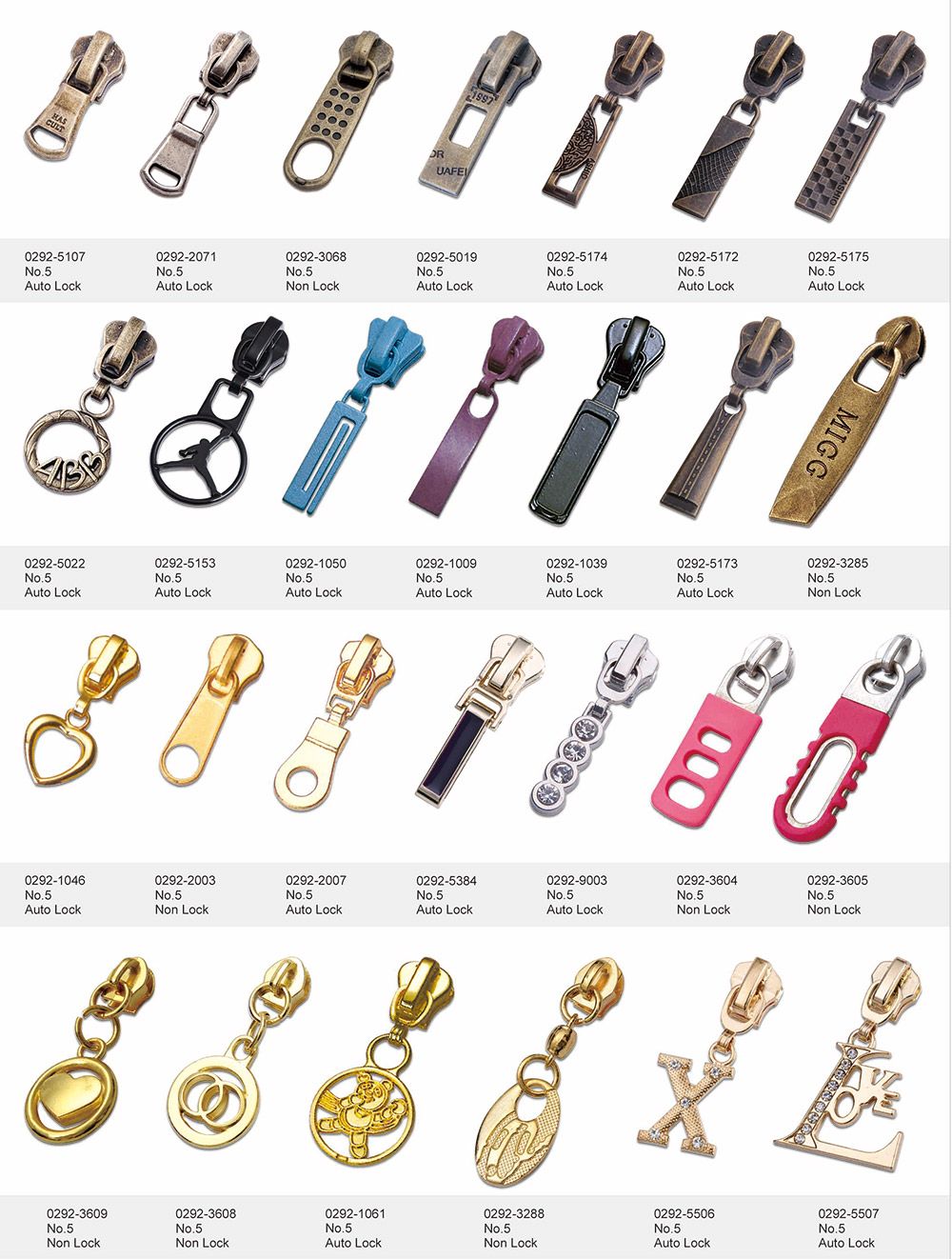 Plated Locking Zipper Slider Size 5