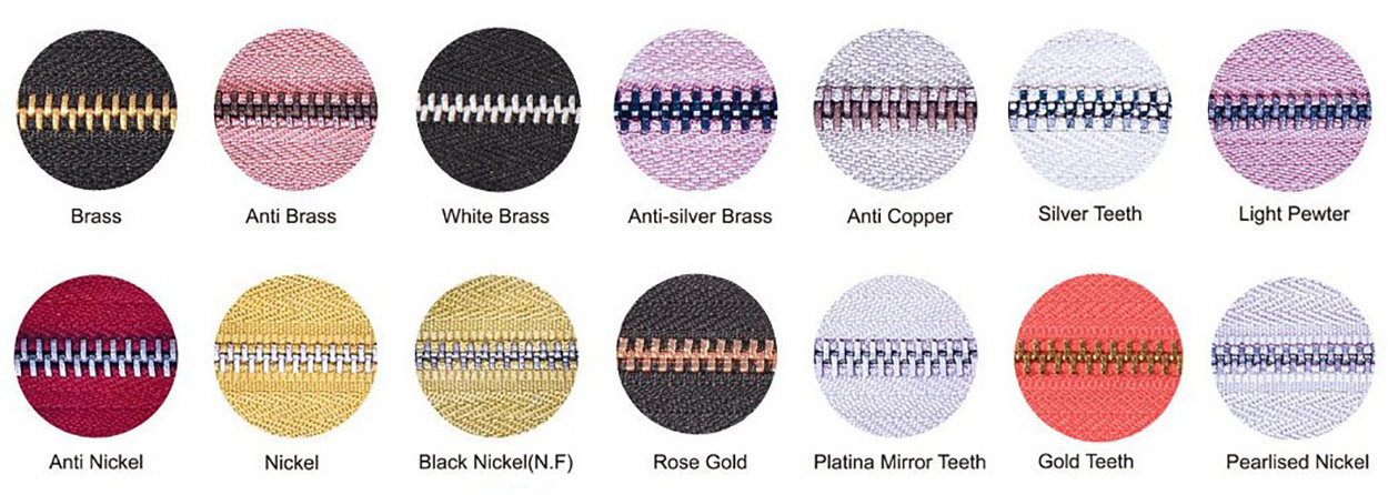 metal teeth zipper metal zipper teeth color