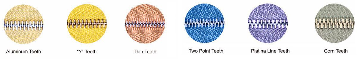 metal zipper teeth type