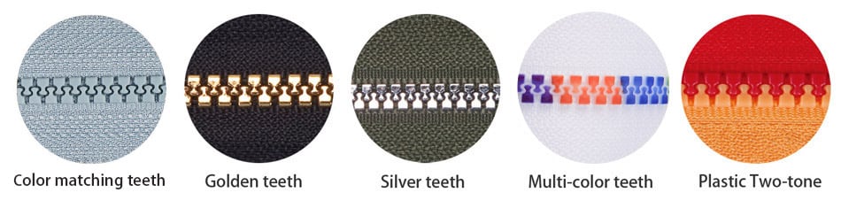 zipper teeth color