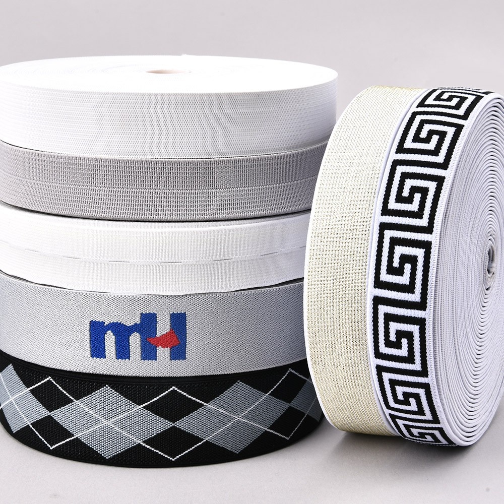 Flat Elastic Braided, Custom Logo Elastic, Elastic Tape for Sewing
