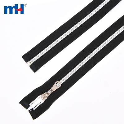 #5 Silver Teeth Nylon Coil Zipper Open Ended