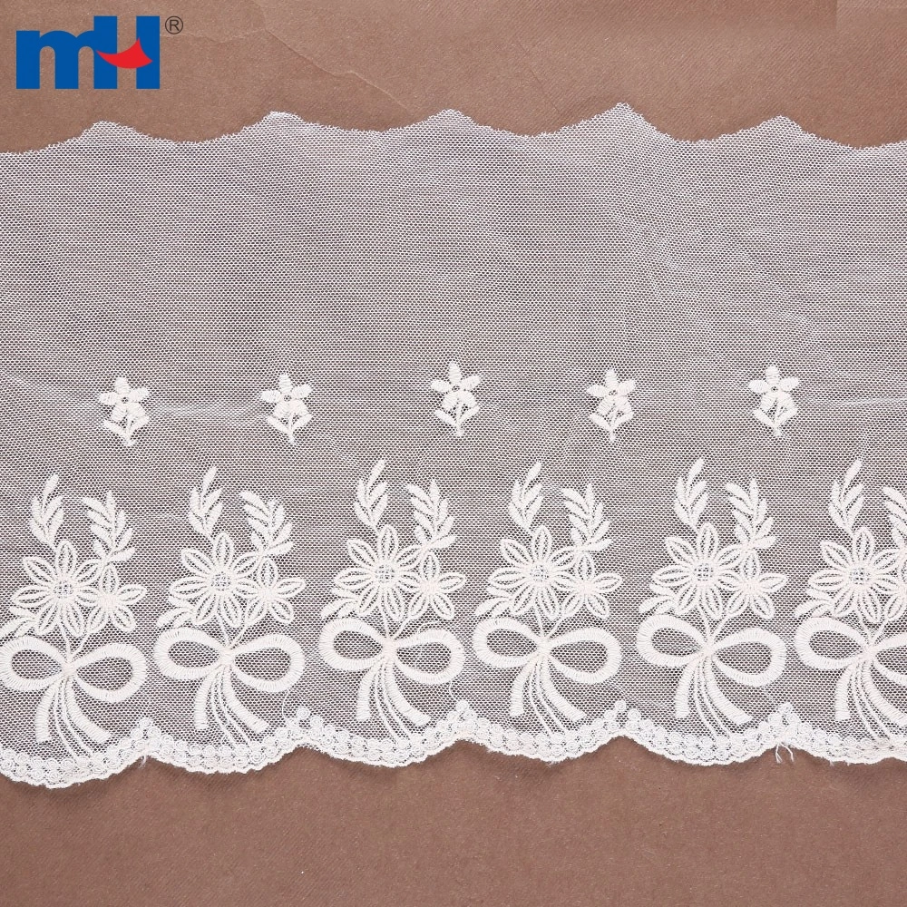 Detalle de borde de cinta de encaje de organza para bodas, 4.8 cm de ancho