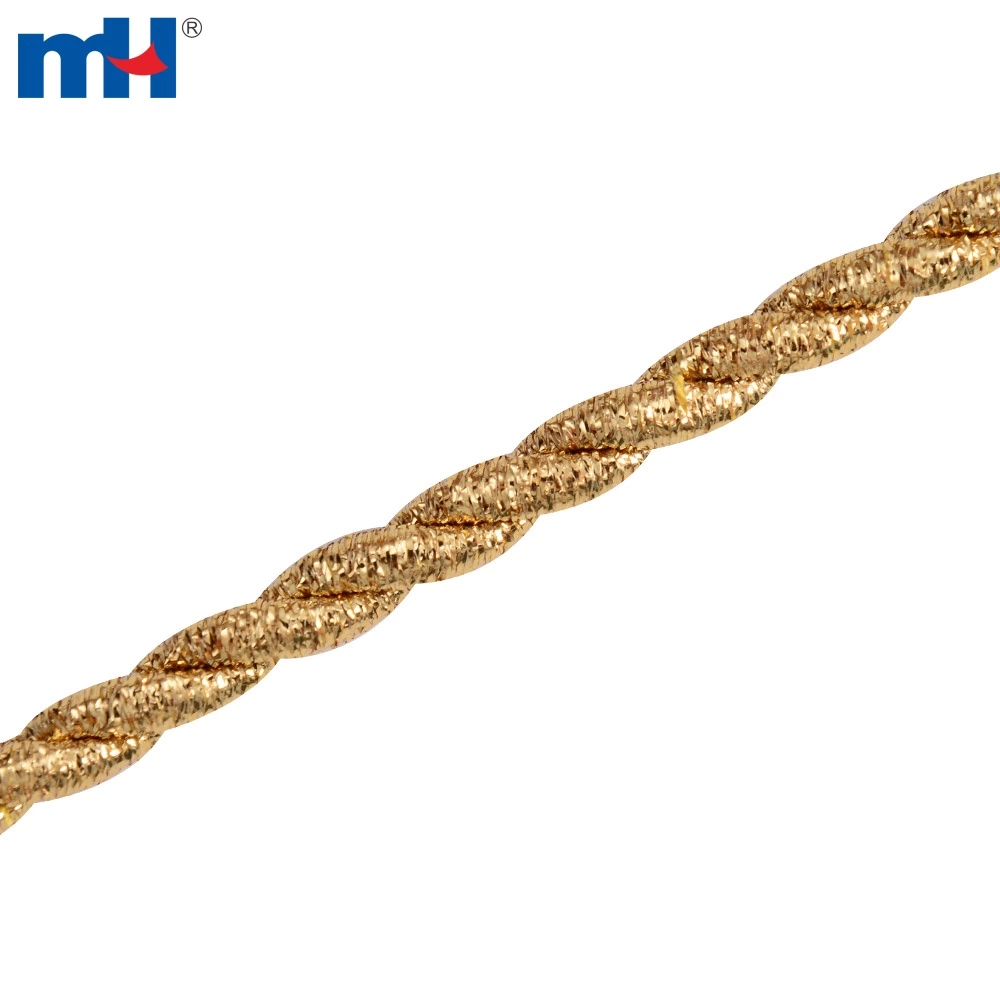5mm Metallic Gold Glitter Twisted Cord Rope