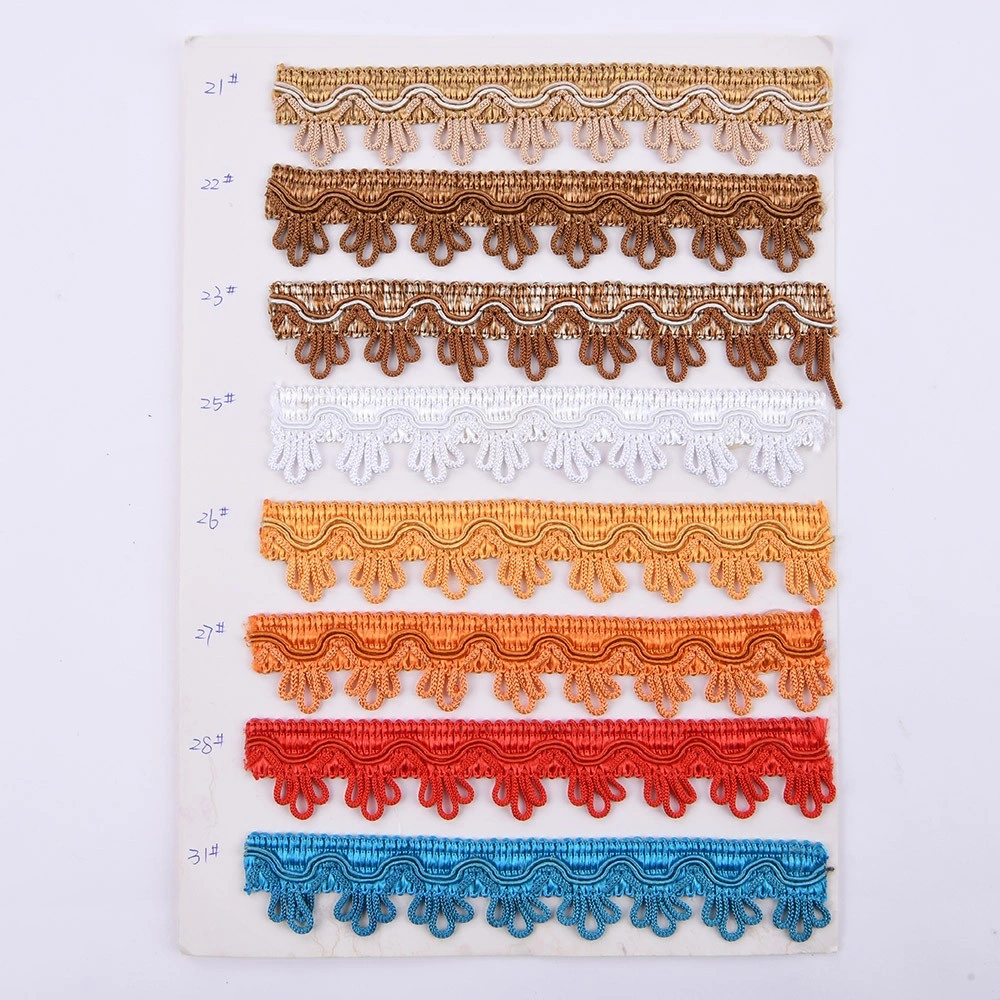 31mm tassel and fringe trim color card with neutral and bright shades