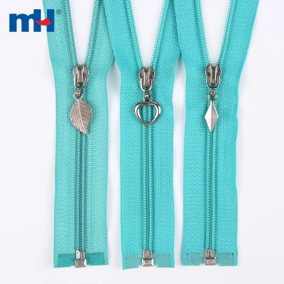 No.5 Nylon Zipper, O/E A/L Decorative Puller