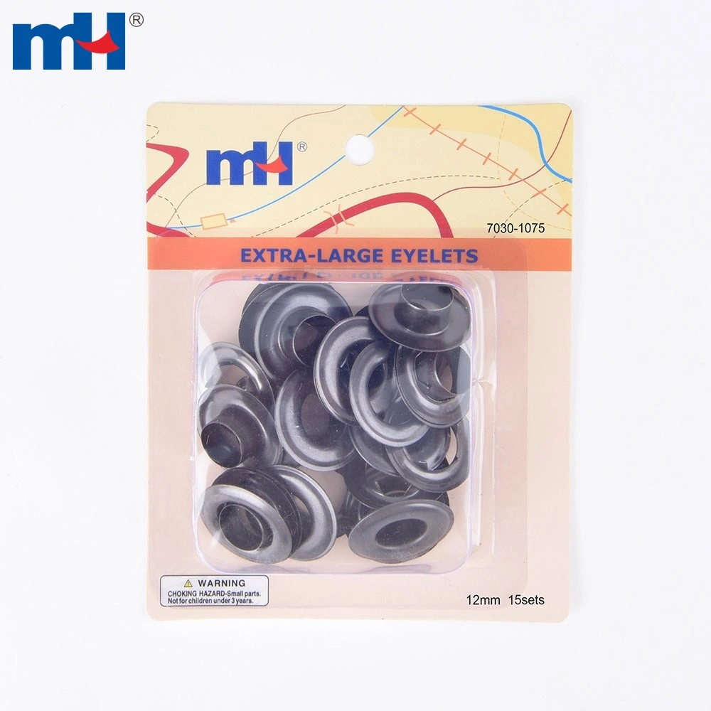 12mm Black Nickel Large Eyelets for Garment and Craft Projects