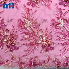 3D Embroidery Sequins Lace Fabric