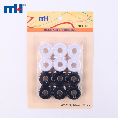 40S/2 White and Black Reusable Bobbins