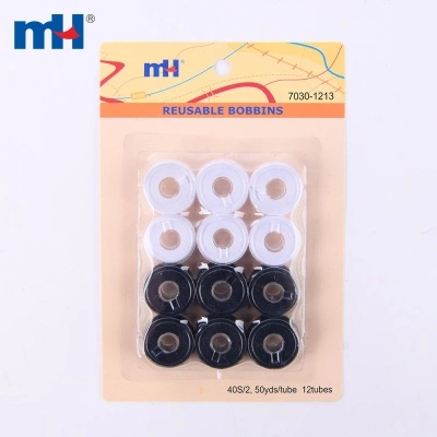 40S/2 White and Black Reusable Bobbins