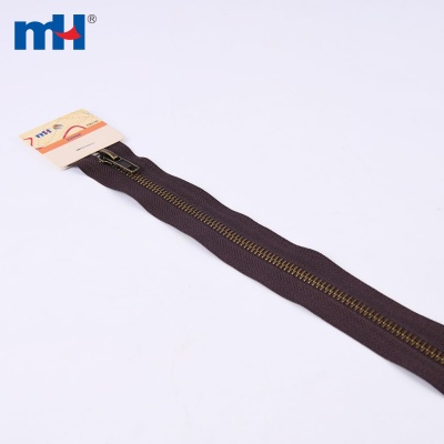 C/E 70cm Brass Zipper with Coffee Fabric