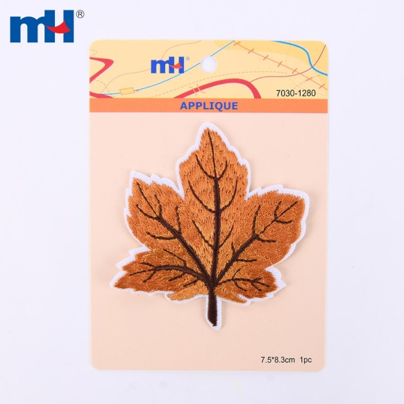 7030-1280-Orange Applique of Maple Leaf Shape