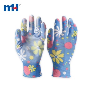 Floral PU Coated Working Gloves