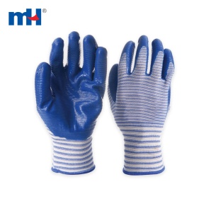 Nitrile Coated Work Gloves with Stripe Patterns