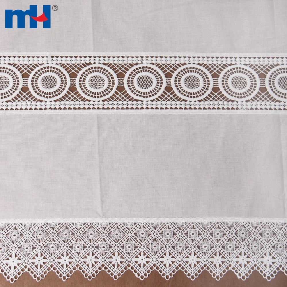 3D Blended White Embroidery Lace 100% Cotton Dressmaking Material