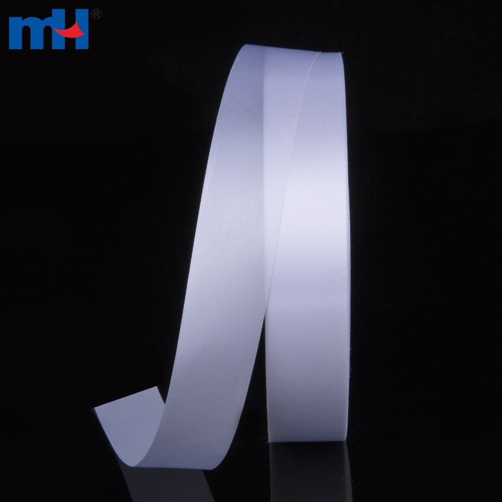 Cutted Ribbon Label MH Custom 30mm Polyester Single Faced Cutting Edge Satin Ribbon Label