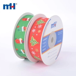 Grosgrain Tape Printed with Christmas Elements